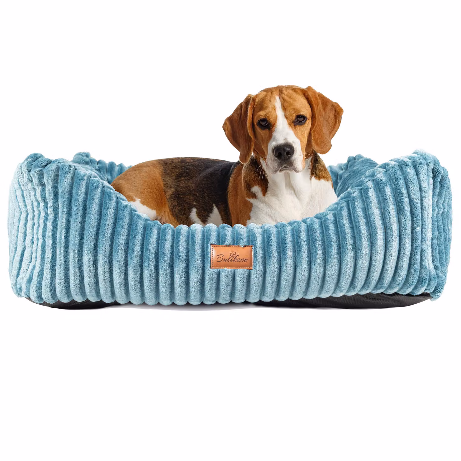 Lettino per cani Boutique ZOO XS 62x55 cm | Soffice divano per cani con cuscino | Lavabile e antiscivolo | Look scamosciato benzina