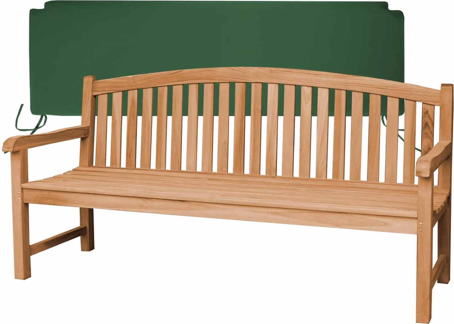 Teakholz Bank Bari 180cm Massivholz Wetterfest + Sitzkissen Grün