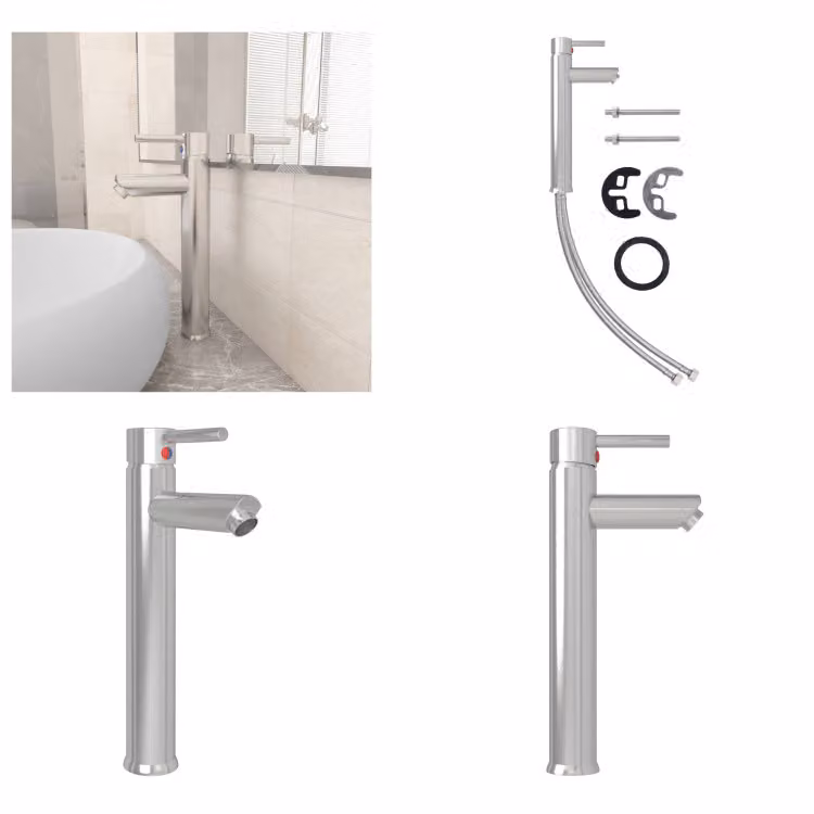 vidaXL Miscelatore per bagno argento 12x30 cm - Miscelatore per lavabo - Miscelatori per lavabo - Rubinetto - Rubinetti