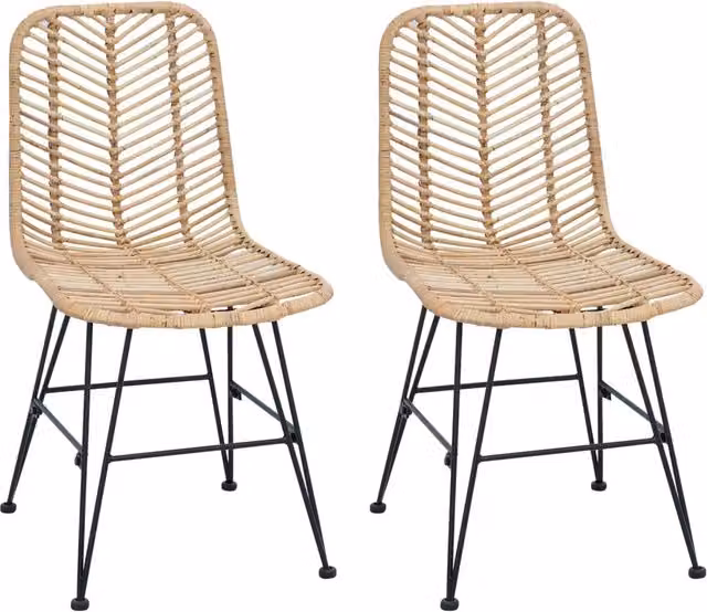 Sedia da pranzo 2 pz | Sedie da cucina Rattan e Ferro Naturale