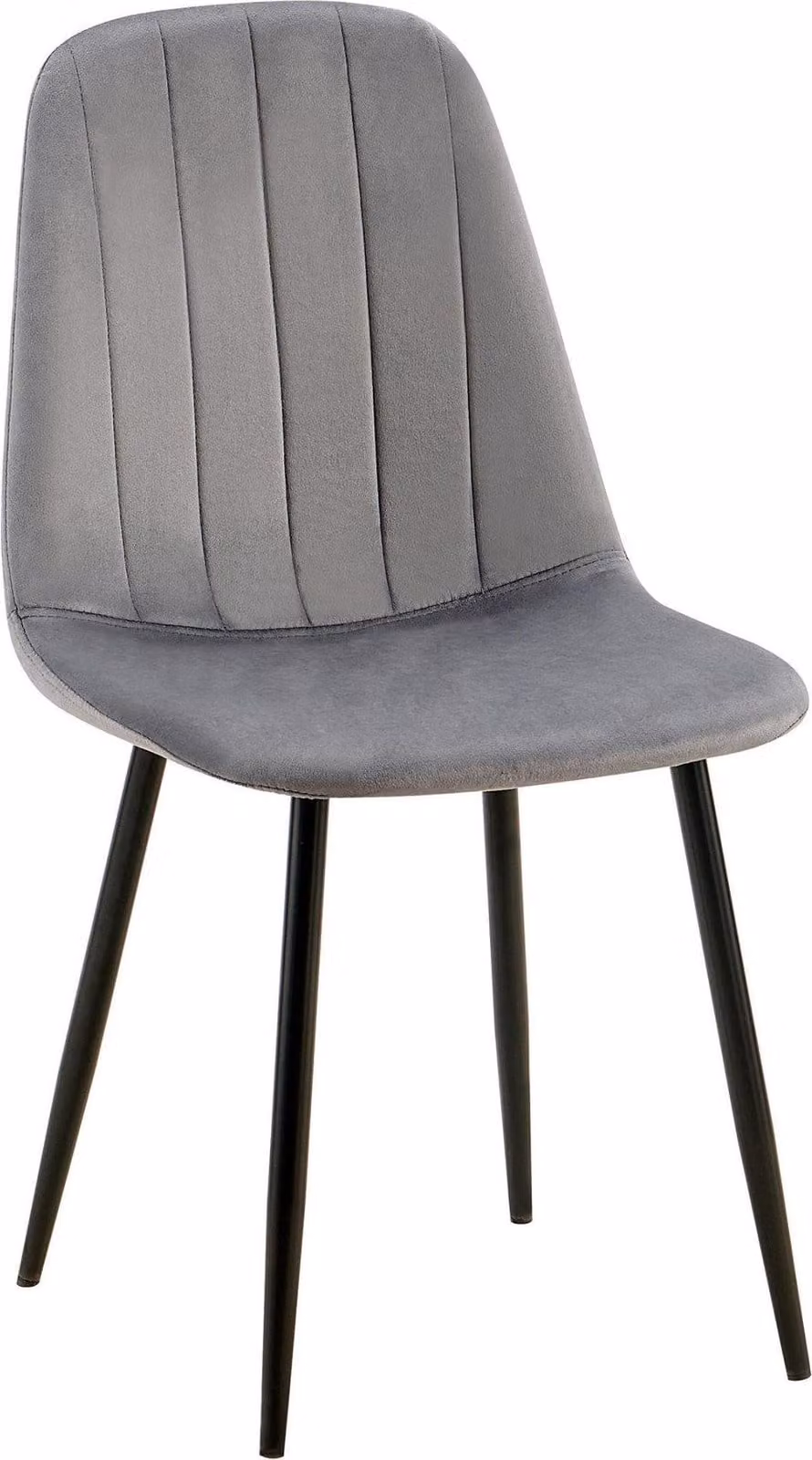Sedia da pranzo con rivestimento in velluto - Sedia da cucina - Elevato comfort, struttura in metallo nero | Colore: grigio scuro