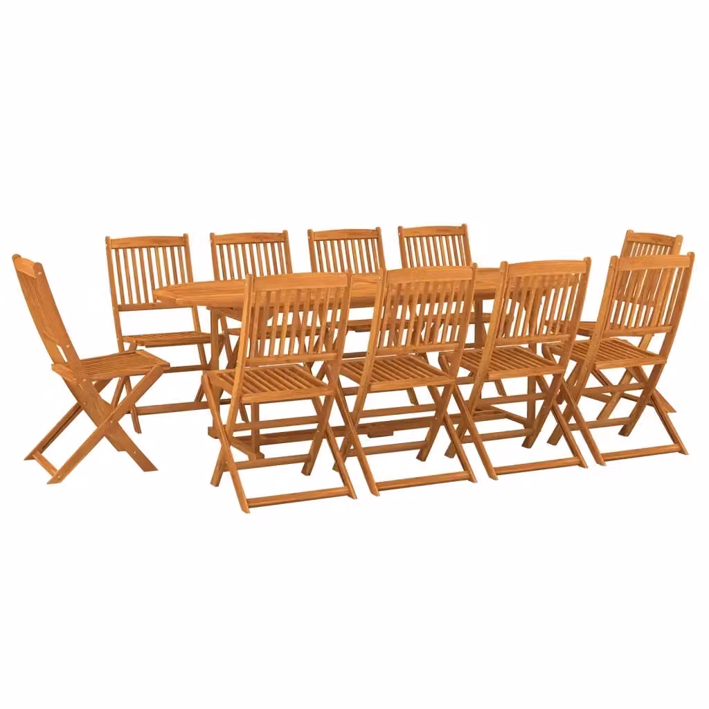 Set da pranzo da giardino vidaXL in legno di acacia marrone, 11 pezzi, L: 220 cm, P: 90 cm, H: 75 cm – 2
