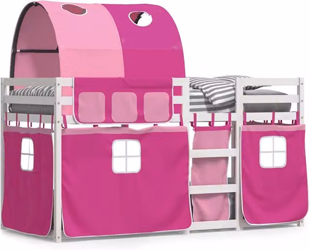 Letto singolo | Letto per adulti | Letto a Castello senza Materasso Rosa 80x200 cm Legno di Pino