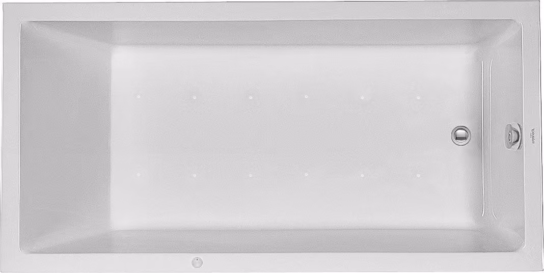 Duravit Starck Bains à remous, version à encastrer, simple dos, bâti-support, garniture de vidage et de trop-plein chrome, Air-System, 1800x900mm, 760050000AS0000, 760050000AS0000