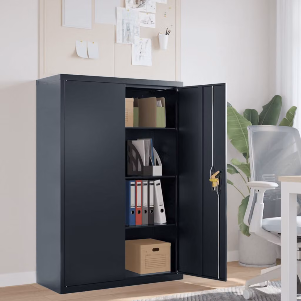 Armadio Classificatore vidaXL in Metallo Antracite con Ripiani Regolabili e Serratura L 90 x P 40 x H 140 cm – 1