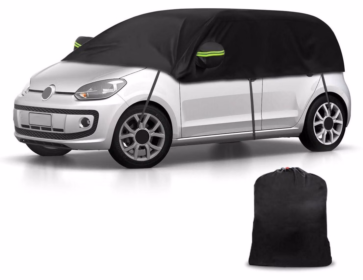 Copertura impermeabile per auto, compatibile con VW UP/SEAT Mii/Skoda Citigo dal 2011 al 2024, tipo "mezza garage", protezione per tutte le condizioni atmosferiche, colore nero