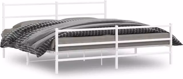 Letto matrimoniale | Letto per adulti | Giroletto con Testiera e Pediera Metallo Bianco 183x213 cm