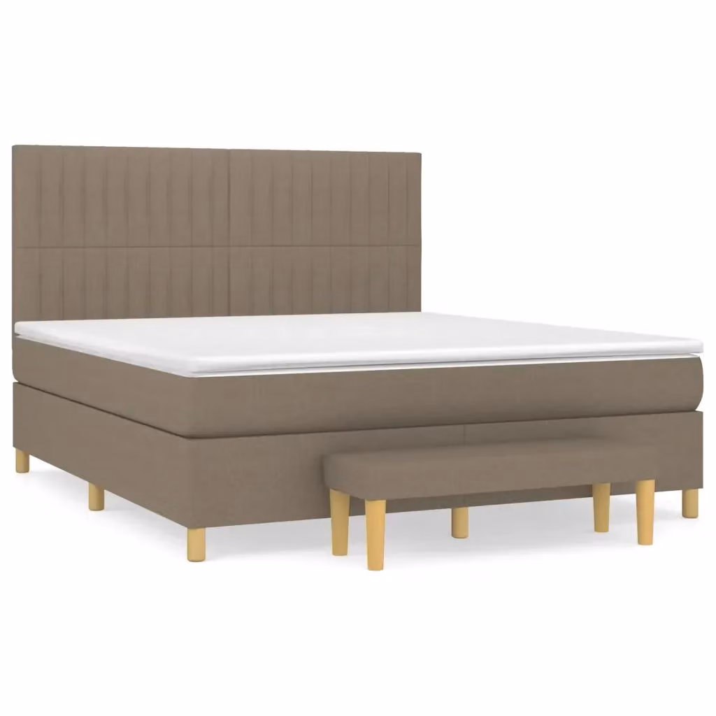 Letto Ibrido con Giroletto a Molle e Materasso vidaXL in Tessuto Beige e Bianco L/P: 180 x 200 cm – 2
