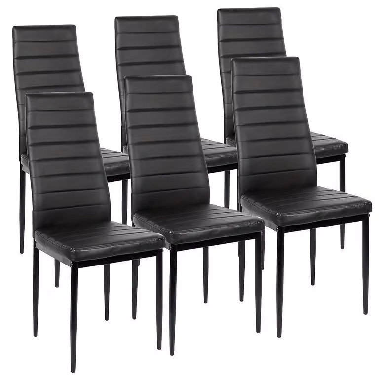 Sedia da pranzo – Sedia per la cucina – Sedia imbottita ergonomica – Nera – Set in ecopelle