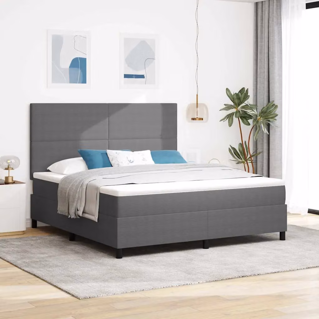 vidaXL Letto a Sorgente LED Grigio chiaro e bianco 180 x 200 cm