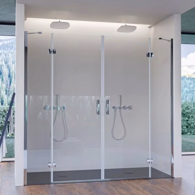 Porta doccia con due porte battenti trasparente 8mm regina, misura 220