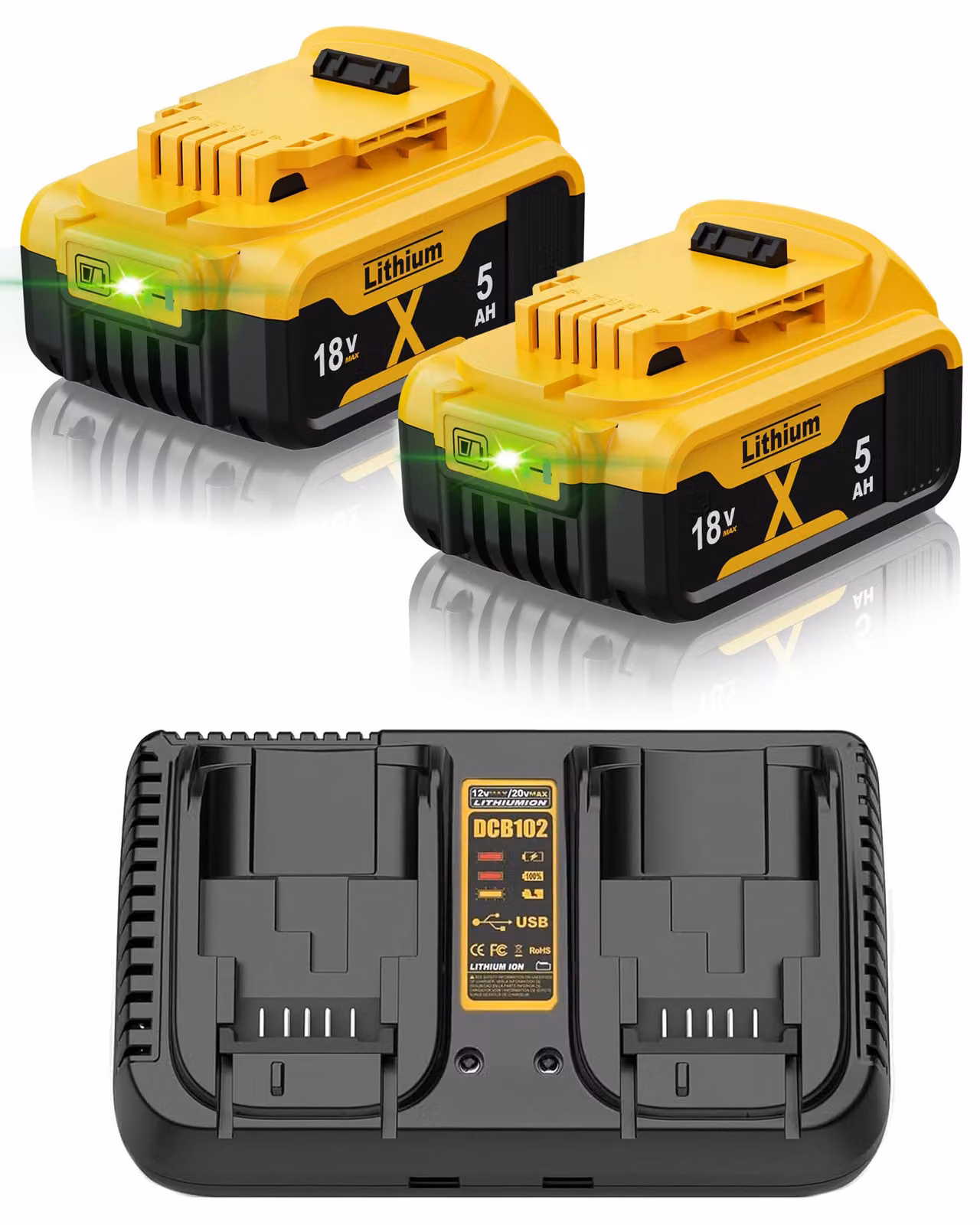 Confezione da 2 batterie di ricambio da 18 V e 5,0 Ah al litio-ione per utensili