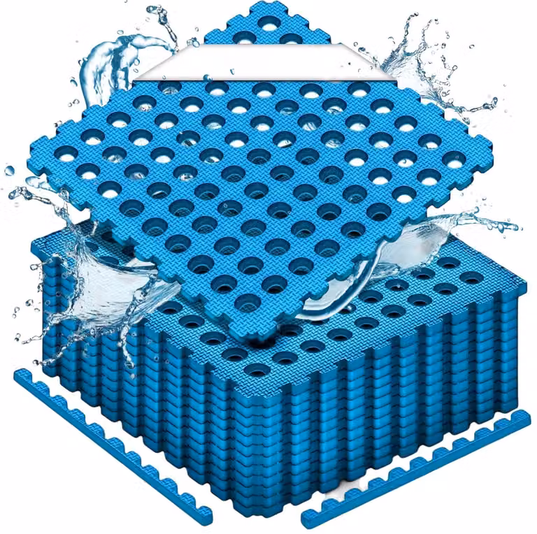 18 tappetini in schiuma EVA per la protezione del pavimento, adatti per piscine, superficie totale 2,8 m², colore blu