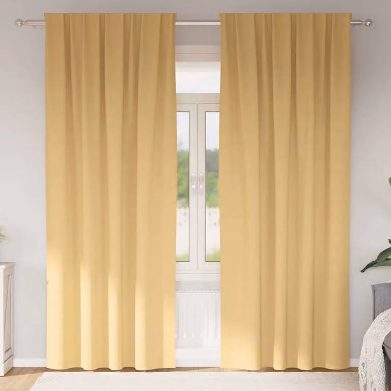 Set di 2 tende blackout vidaXL con anelli in poliestere, colore beige, H 260 x L 140 cm