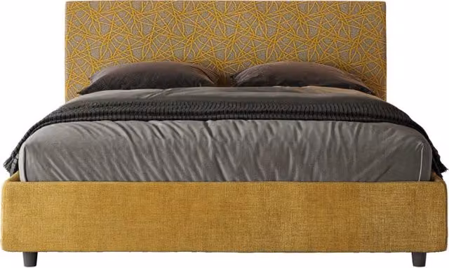Letto imbottito Matrimoniale 160x200 cm tessuto Era Arla - Senza rete,Giallo/Giallo