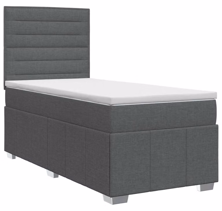 Letto a molle con materasso grigio scuro 80 x 200 cm in tessuto