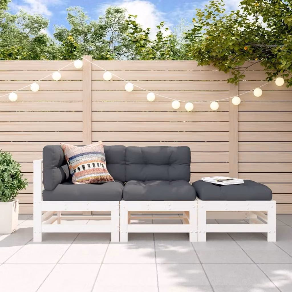 Maison Exclusive - Set da giardino 3 pezzi bianco in legno massello di pino