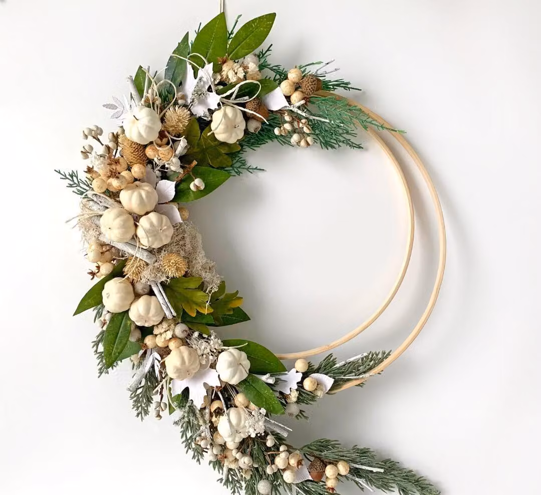 Fiori decorativi secchi rosa ecrù 5 pz.