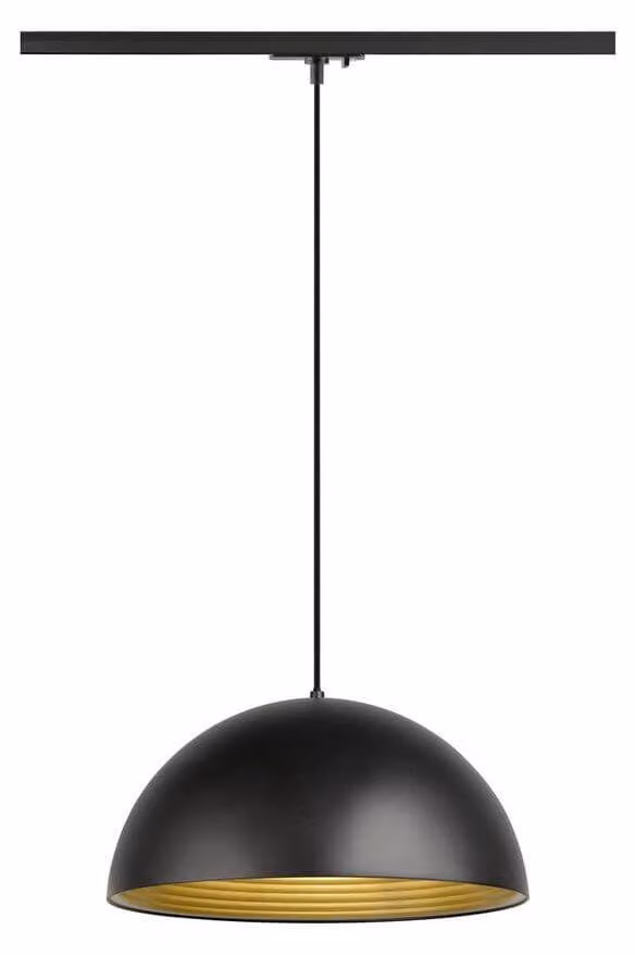 SLV FORCHINI M 40 TRACK, 1 lampada a sospensione, E27, lunghezza sospensione 150 cm, adattatore nero, 1x max. 40W, nero opaco / oro opaco 1008540