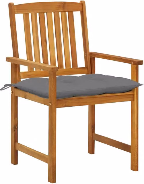 Set di 8 sedie da giardino vidaXL in legno di acacia oliato con cuscini in tessuto resistente ai raggi UV marrone e grigio