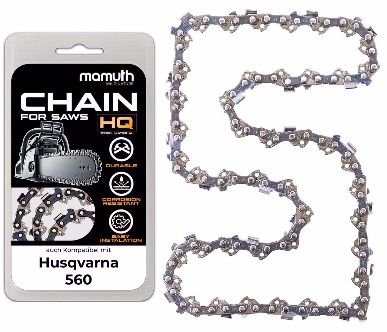 Catena per motosega, 40 cm, 1,5 mm, passo 0,325", 66 maglie, compatibile con Husqvarna 560
