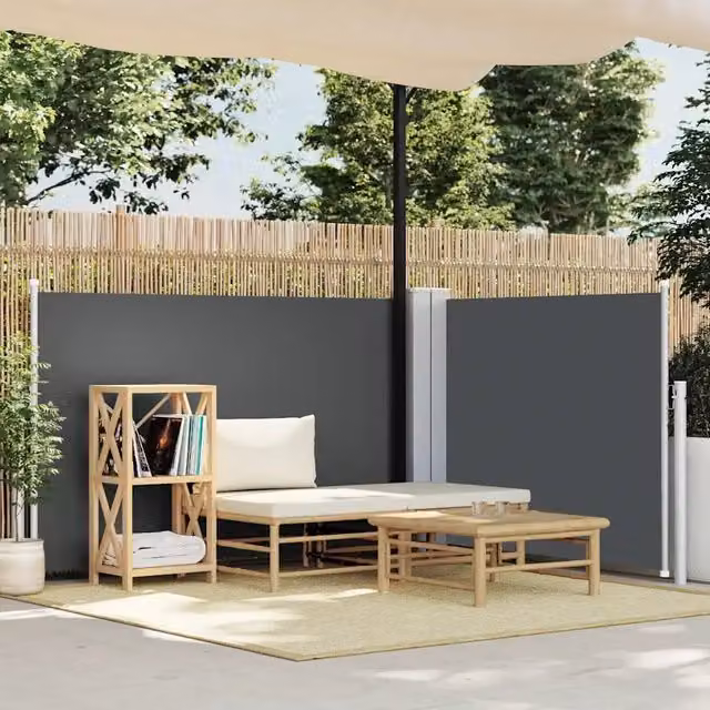 Tenda da Sole Laterale Retrattile vidaXL in Poliestere e Acciaio, Colore Antracite, L: 1000 cm, H: 120 cm – 1