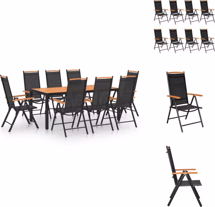 vidaXL set da pranzo da giardino 9 pezzi alluminio nero - Set di mobili da giardino