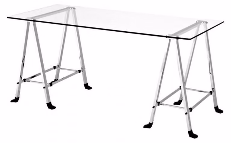 Scrivania Casa Padrino in stile Art Déco esclusiva scrivania da ufficio realizzata in nichel, ferro e vetro, dimensioni 170 x 80 x altezza 77 cm