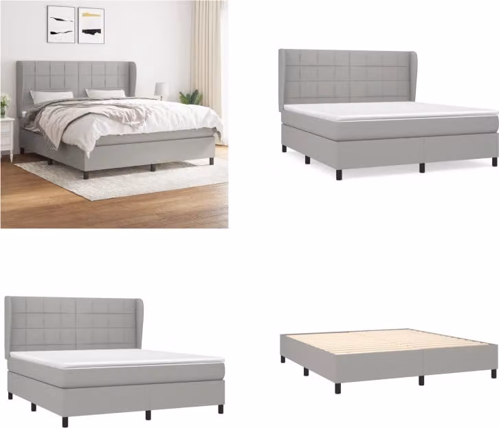 vidaXL Letto matrimoniale con materasso in tessuto grigio chiaro 180x200 cm - Letto matrimoniale - Boxspringbetten - Bett - Schlafzimmermöbel