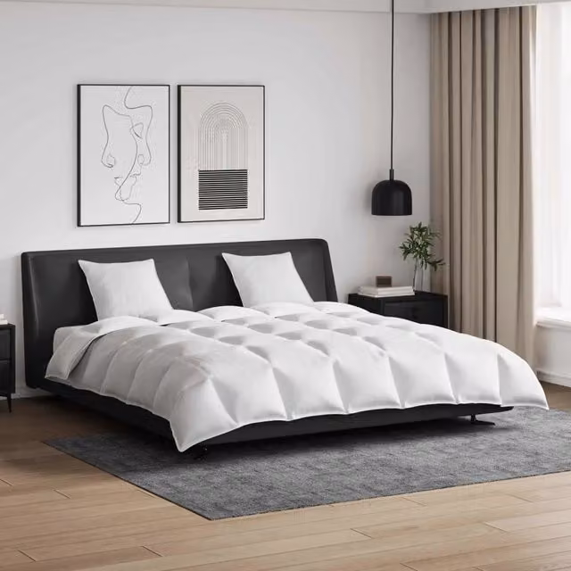 Set di 3 pezzi composto da piumone e cuscini vidaXL in cotone bianco con imbottitura in piume per adulti