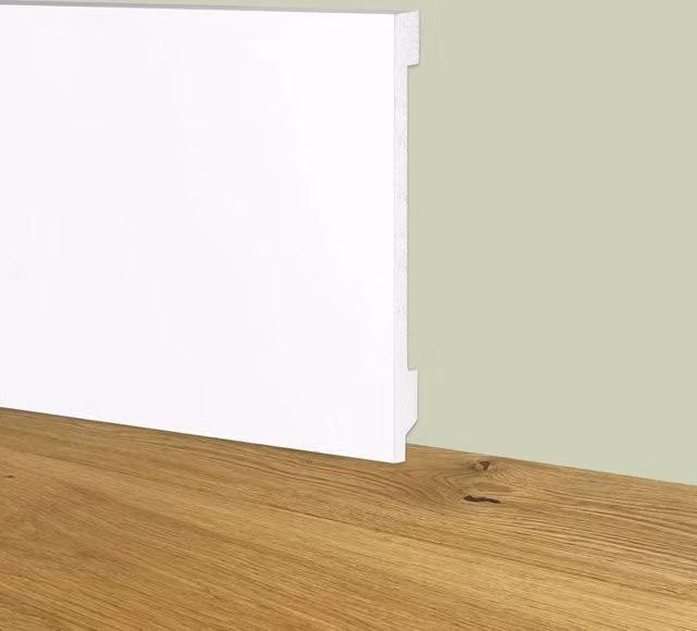 Battiscopa Zoccolino Passacavo ETERNAL PARQUET Bianco in Polimeri con design squadrato L: 15 cm, H: 1,5 cm, L: 200 cm