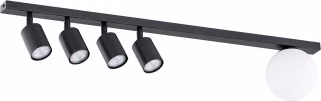 Plafoniera Minimal Vaishravana Luceart-Classic in Acciaio Nero con 5 Luci Regolabili e Vetro per Attacco E14 e GU10