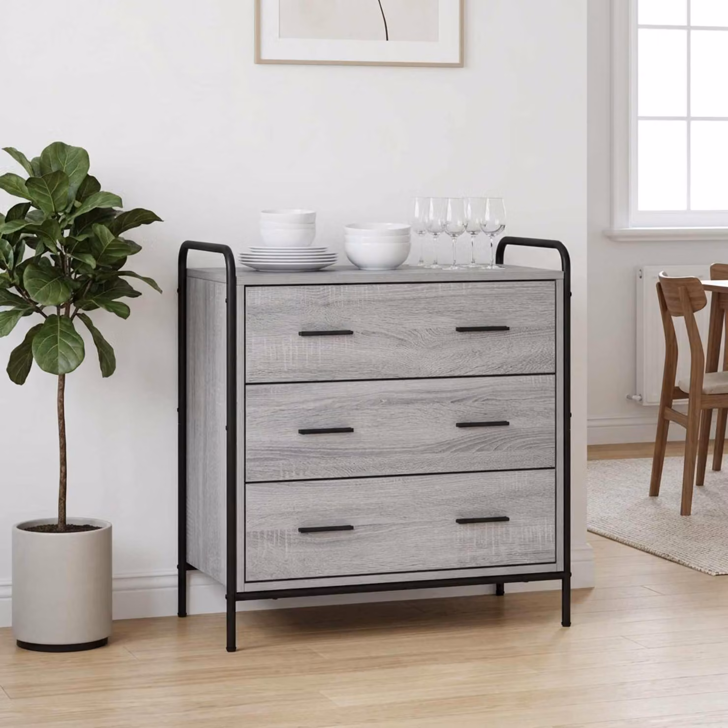 Mobile con cassetti vidaXL in stile moderno color grigio Sonoma L: 70 cm, P: 39,5 cm, H: 71 cm