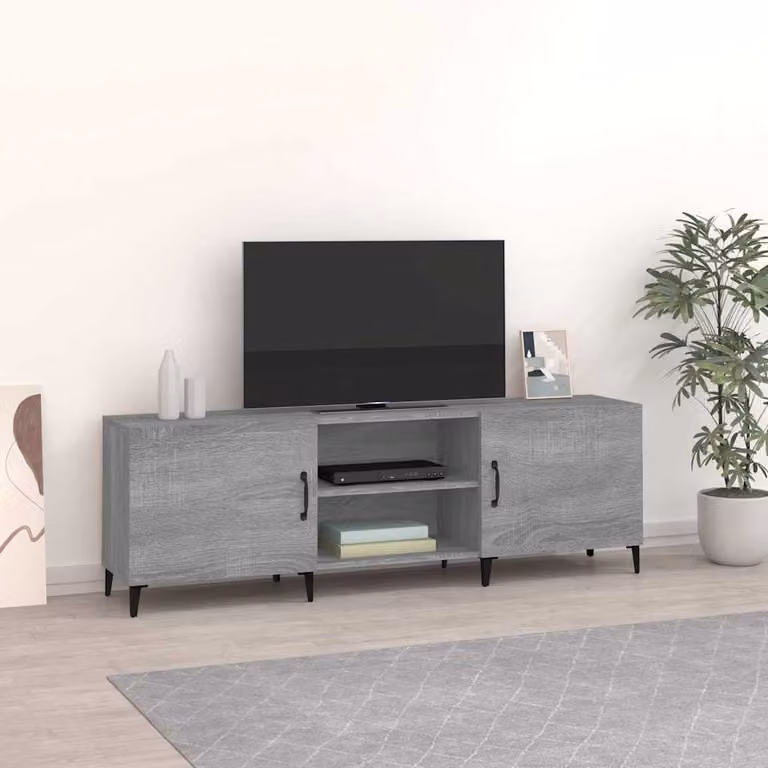 Mobile Porta TV vidaXL in Legno e Metallo, Grigio Sonoma, L 150 x P 30 x H 50 cm