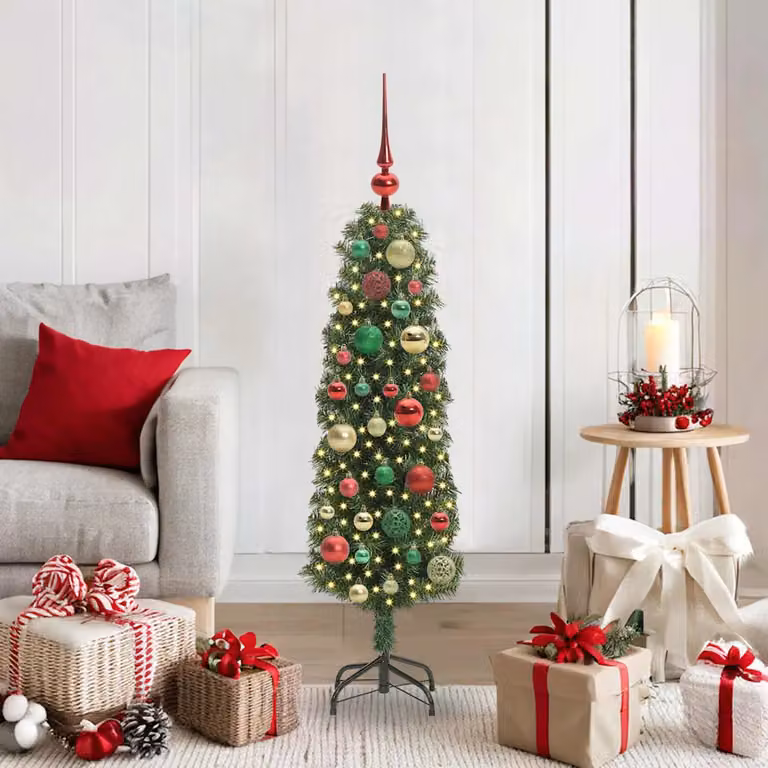 Albero di Natale artificiale moderno vidaXL verde con 150 LED luce bianca calda, Altezza: 120 cm