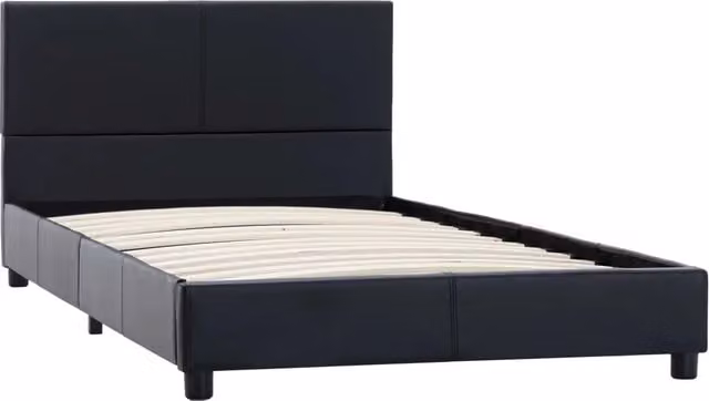 Letto singolo moderno per adulti in similpelle nera L/P/H: 90 x 200 cm – 1
