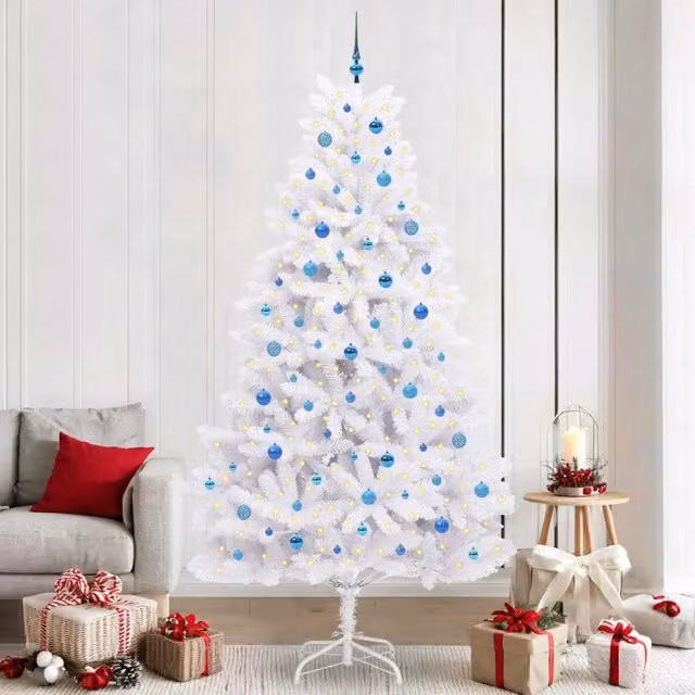 Albero di Natale Artificiale con Luci LED RGB Bianco vidaXL Altezza: 240 cm