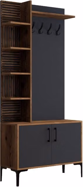 Mobile da corridoio in legno "Viyana D" - 90 x 35 x 200 cm - Grigio antracite