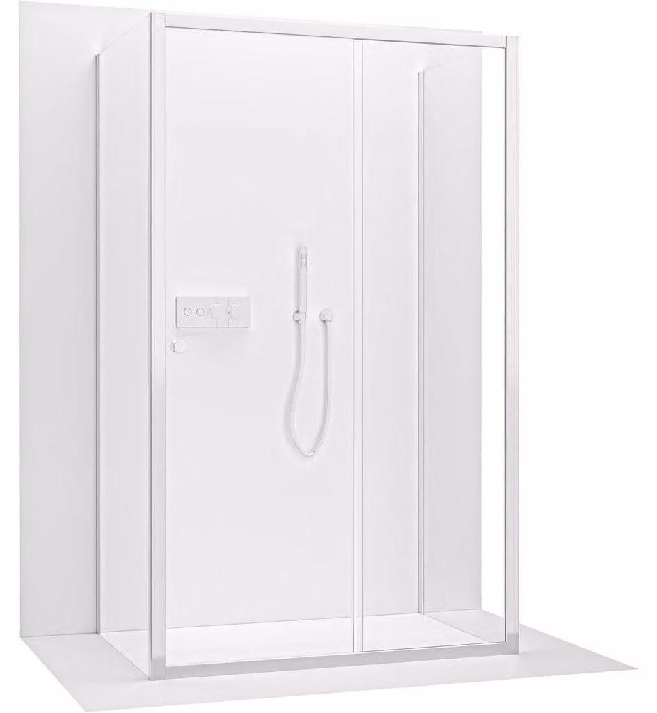 CERANO - Box doccia a tre pareti Varone POINT U L/P - 6 mm - cromato, vetro trasparente - 160x100x195 cm - scorrevole
