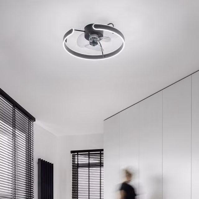 Ventilatore a soffitto Fabas Savoy con luce LED e telecomando, colore nero