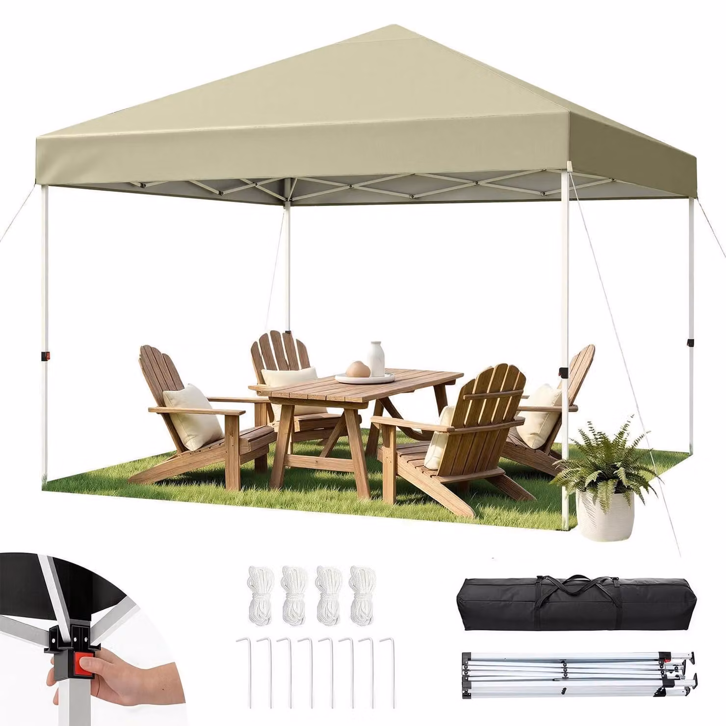 Gazebo da esterno 3x3 metri, impermeabile, con protezione UV 50+, regolabile in altezza, color beige