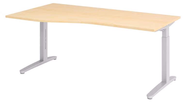 Scrivania bümö serie XB - Decorazione: acero, struttura: argento, dimensioni: 180 x 100 cm