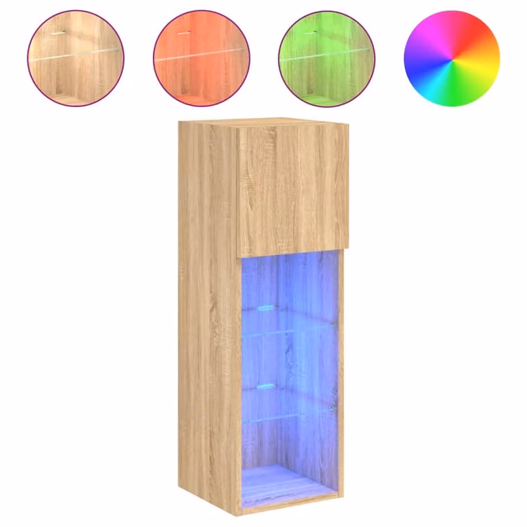 Mobile TV con Luci LED Rovere Sonoma 30,5x30x90 cm
