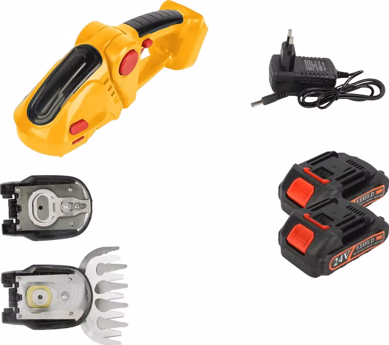 Tagliasiepi elettrico, 20000 giri al minuto al minimo, design ergonomico, giallo 2 batterie EU