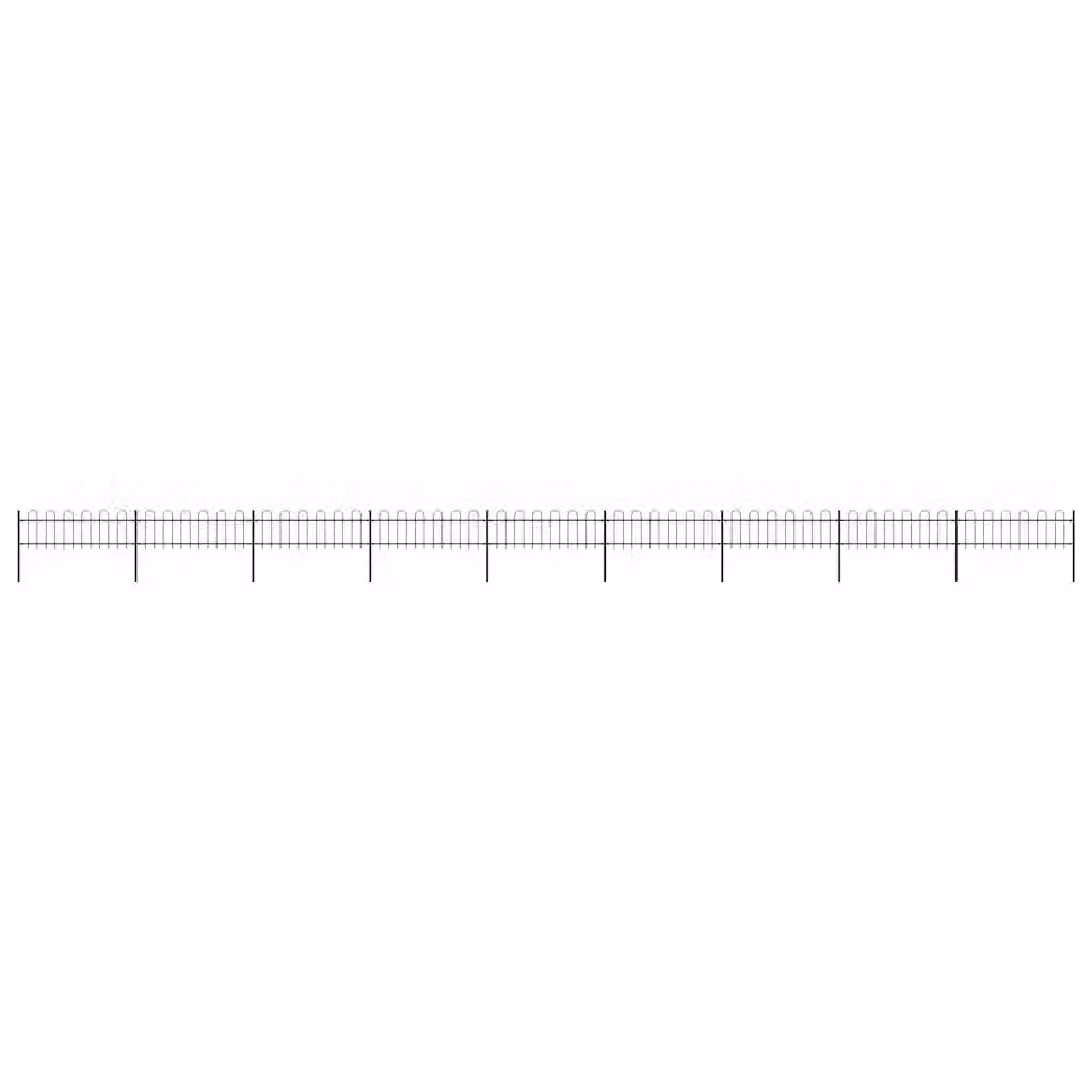 Recinzione da giardino vidaXL in acciaio con parte superiore ad anello, colore nero, L: 1506 cm, H: 60 cm
