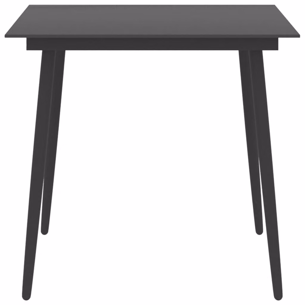 Tavolo da Giardino Nero 80x80x74 cm in Acciaio e Vetro