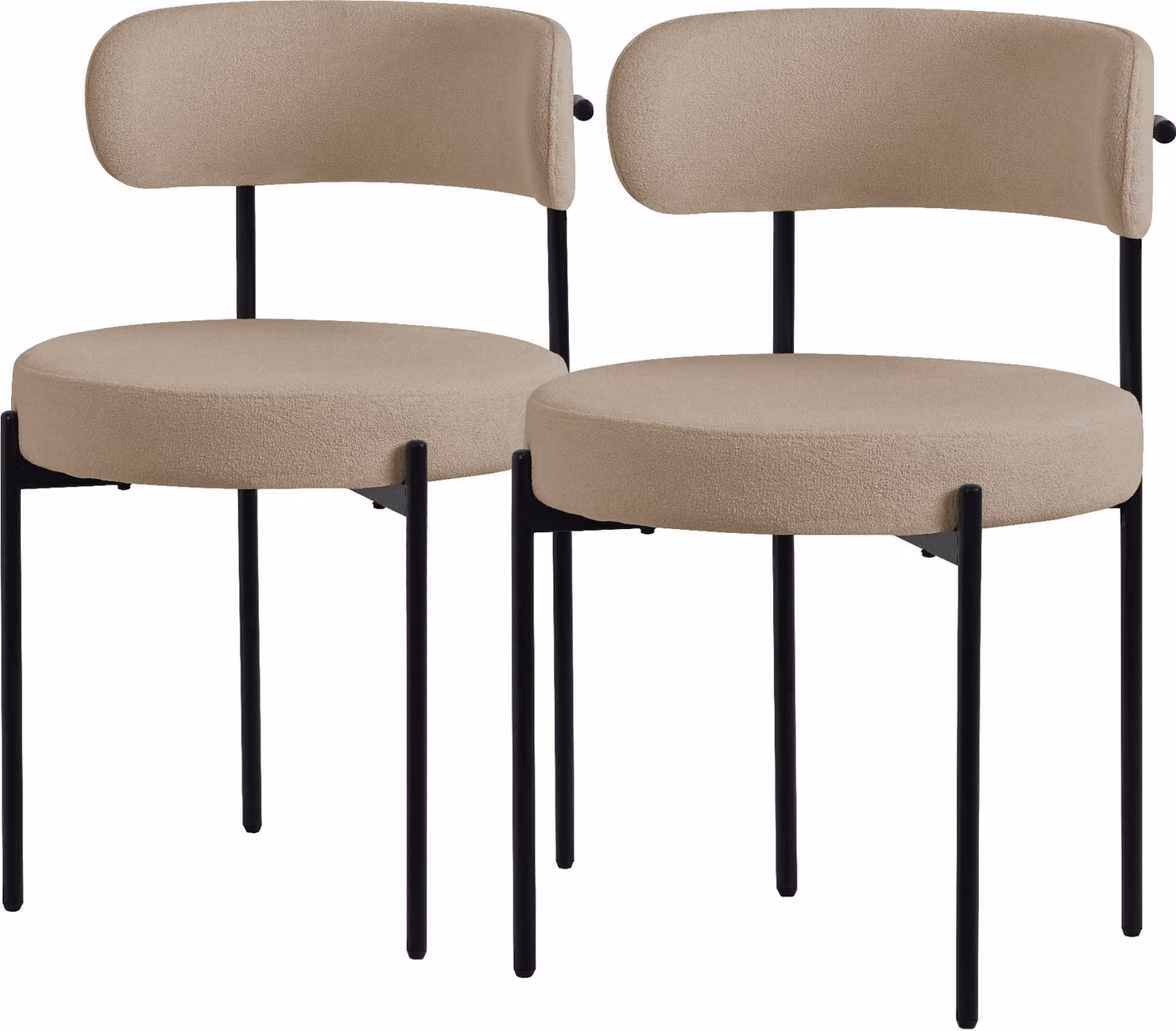 ML-Design set di 2 sedie per sala da pranzo, sedia da cucina, in tessuto teddy marrone, sedia da soggiorno con schienale, sedie imbottite con gambe in metallo, sedia lounge