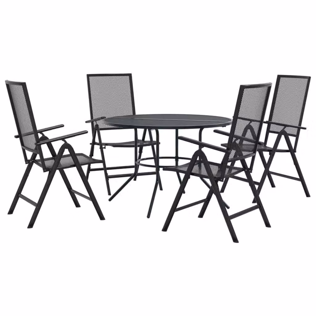 Set Sedie Giardino Reclinabili 5pz Antracite Acciaio Verniciato
