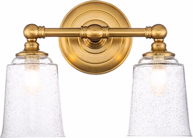 Applique da bagno Feiss in ottone e vetro trasparente IP44 con lampadine G9