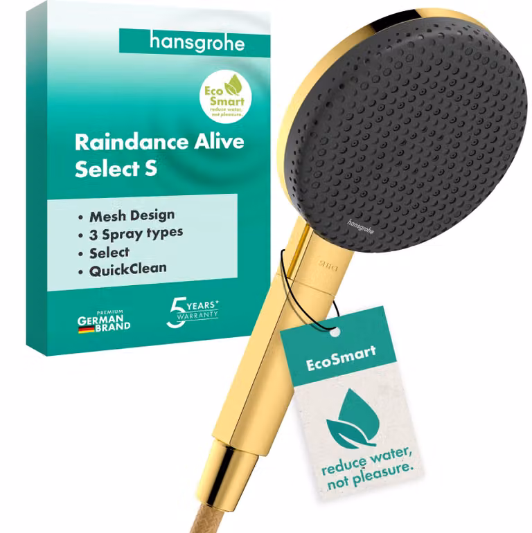 Rubinetto a leva da 125 mm, 3 getti, tecnologia EcoSmart 7,1 l/min, finitura oro